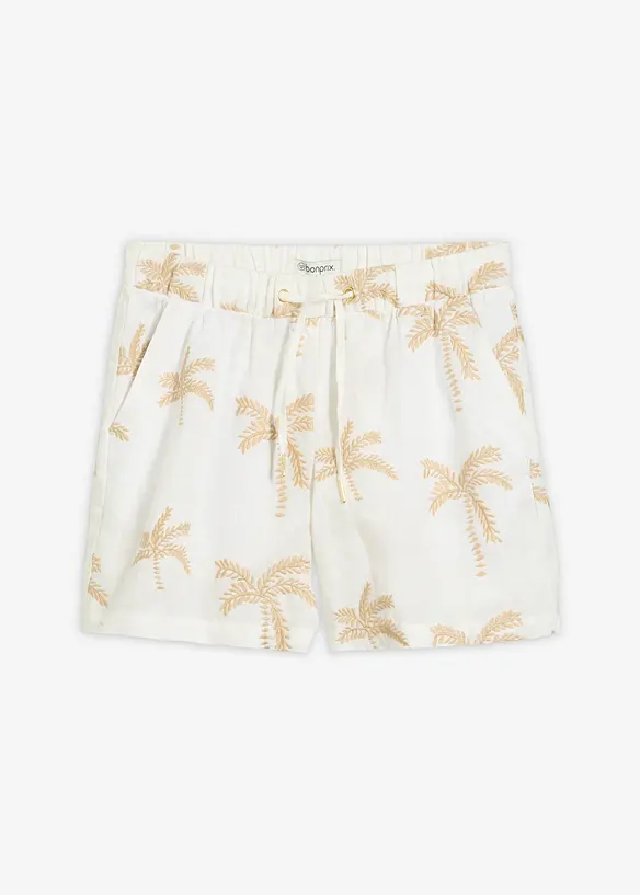 Bestickte Shorts aus reinem Leinen, bonprix