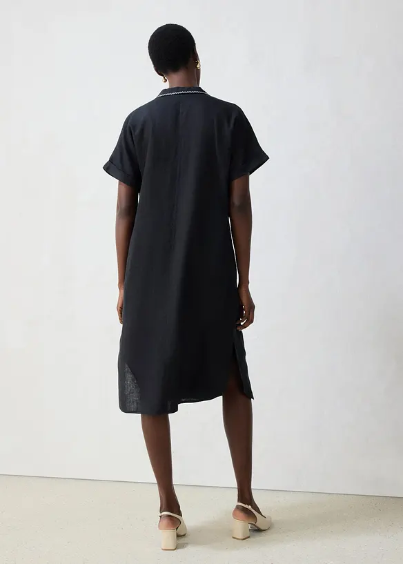 Kaftan-Kleid aus reinem Leinen mit Stickerei, bonprix