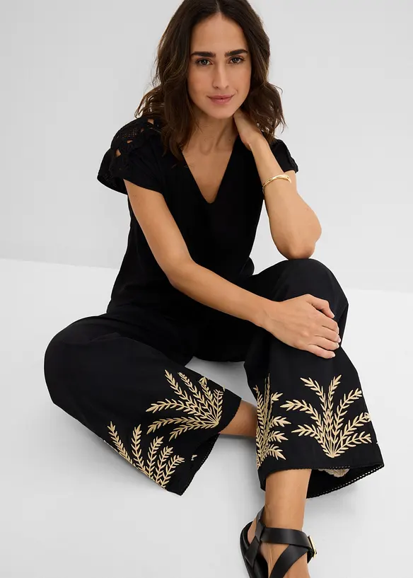 Palazzo-Hose mit Stickerei, bonprix