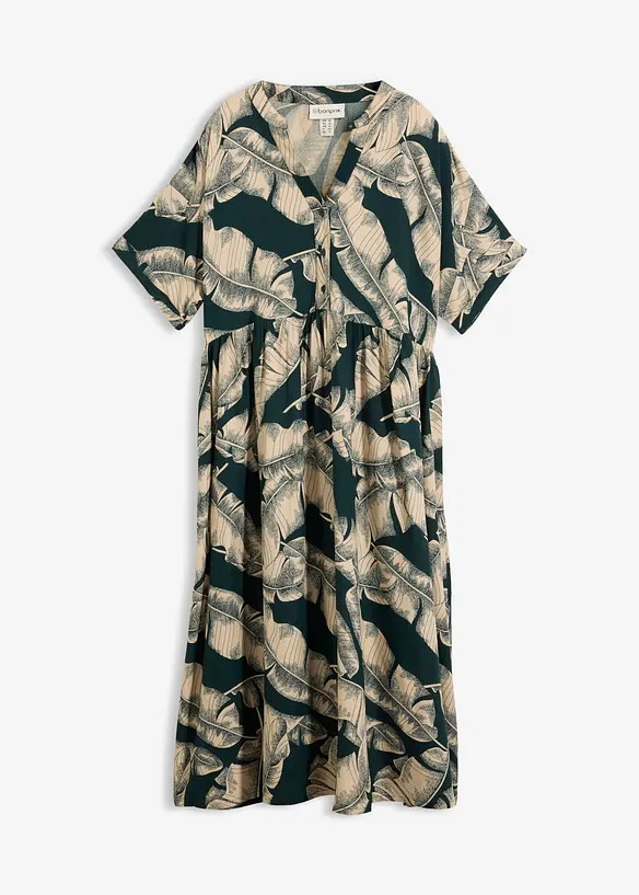 Midi Kaftan-Kleid aus flie&szlig;ender Viskose, bonprix