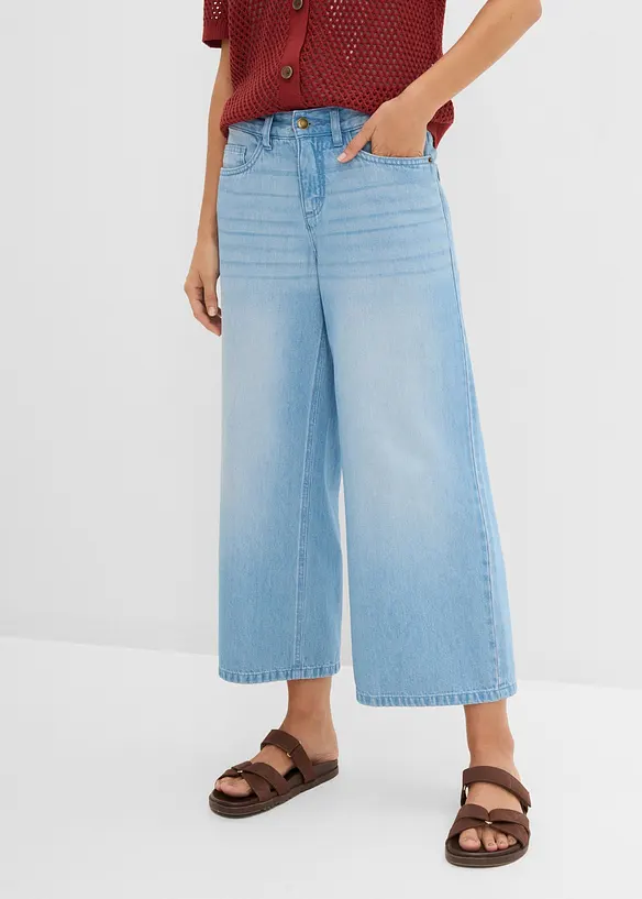 Wide-Leg-Jeans Mid Waist, Bequembund, bonprix