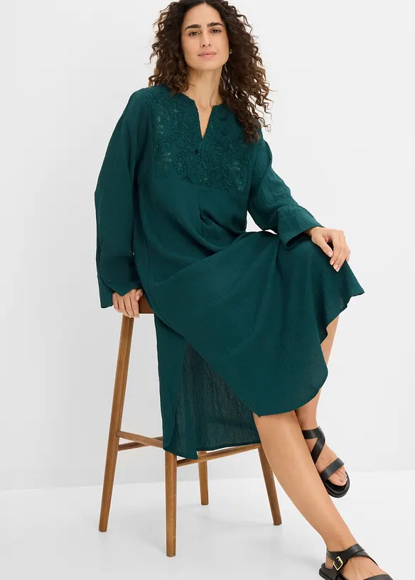 Leichtes Kaftan-Kleid mit Verzierung, bonprix