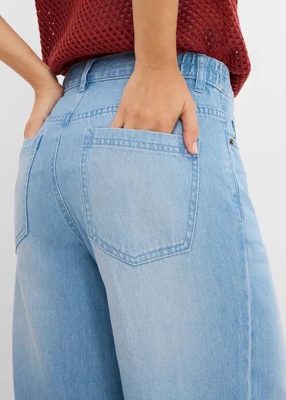 Wide-Leg-Jeans Mid Waist, Bequembund, bonprix