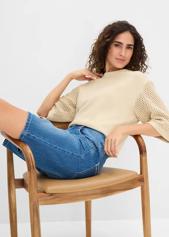 Jeans-Bermuda Mid Waist, Bequembund, bonprix