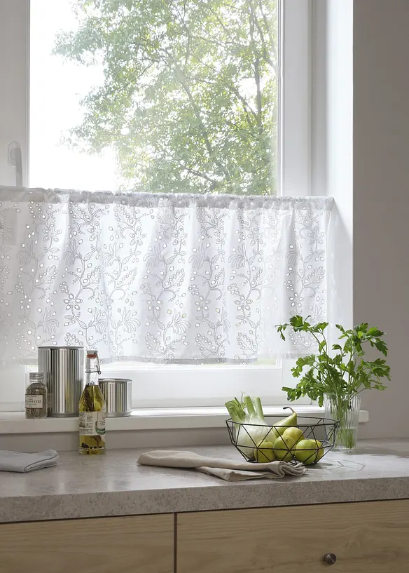 Brise-bise en coton &agrave; broderie anglaise, bonprix