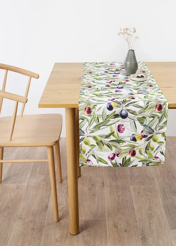 Chemin de table &agrave; imprim&eacute; floral, d&eacute;perlant, bonprix