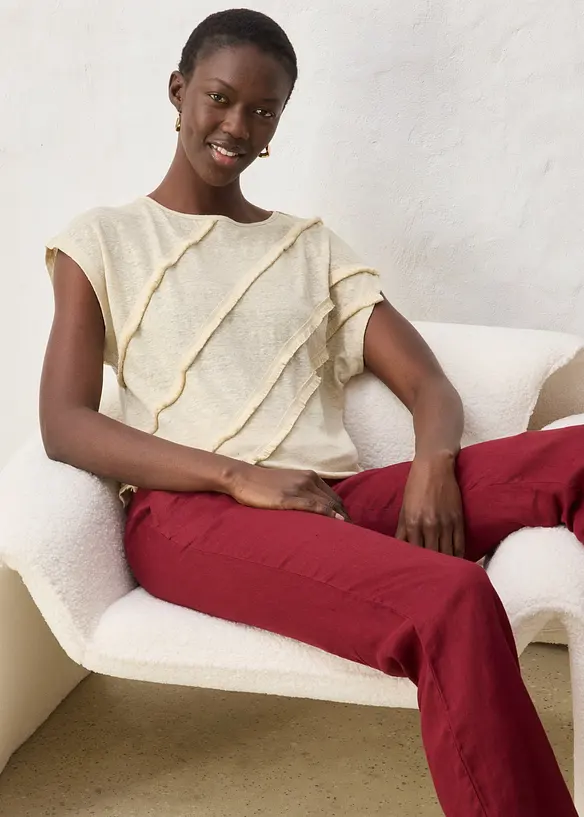 T-shirt 100% lin avec application, bonprix