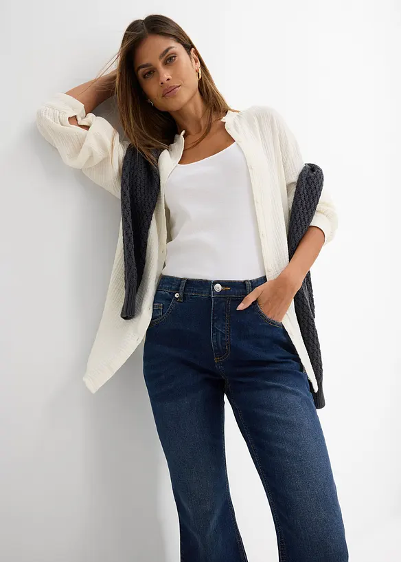 Jean bootcut taille haute, cropped, bonprix