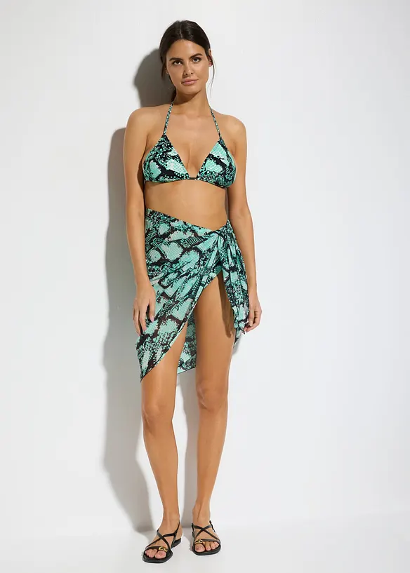 Triangel Bikini + Pareo aus Badeware (3-tlg.Set), bonprix