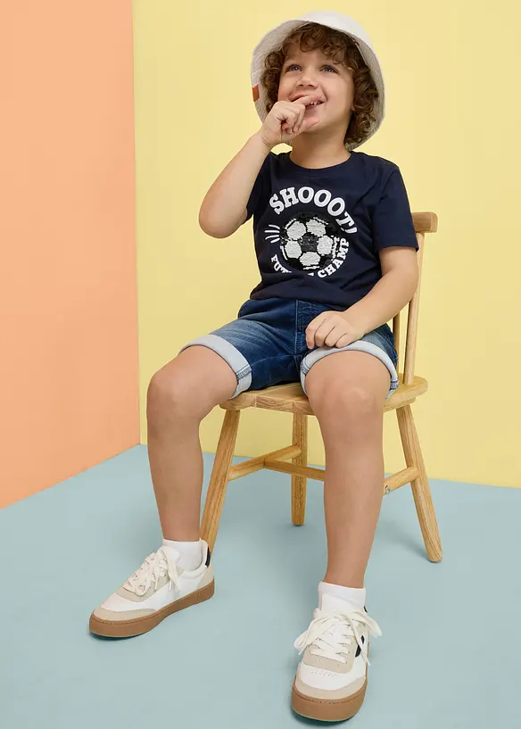 Bermuda en jean &agrave; taille &eacute;lastiqu&eacute;e, regular, bonprix