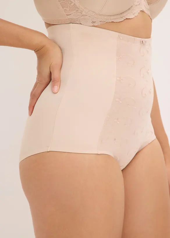 Slip sculptant maintien fort, taille haute, avec broderies, bonprix