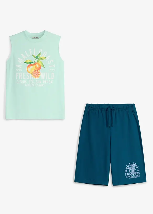 T-shirt et pantacourt 100% coton (ens. 2&nbsp;pces), bonprix