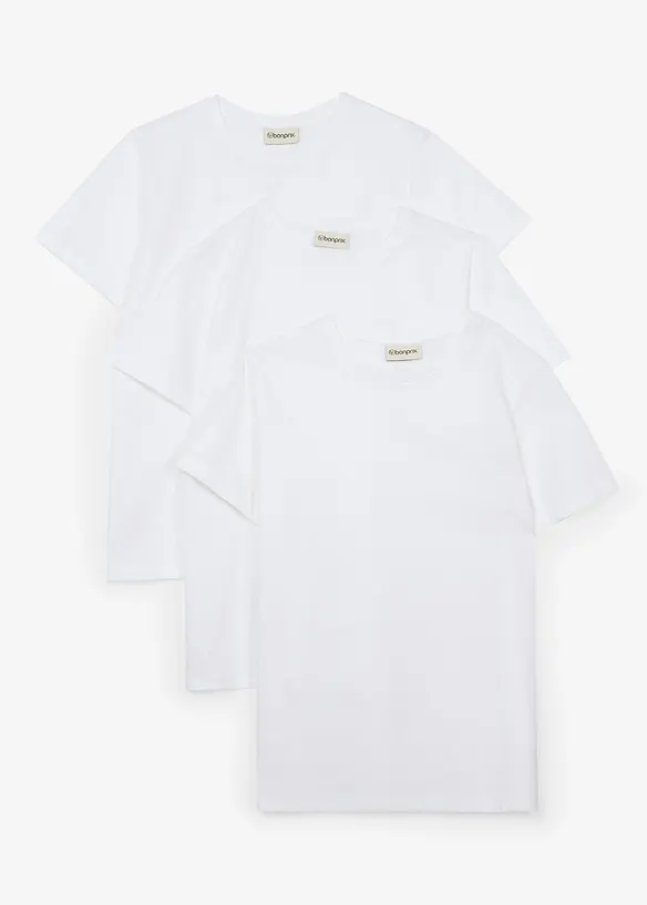 T-Shirt aus reiner Baumwolle (3er Pack), bonprix
