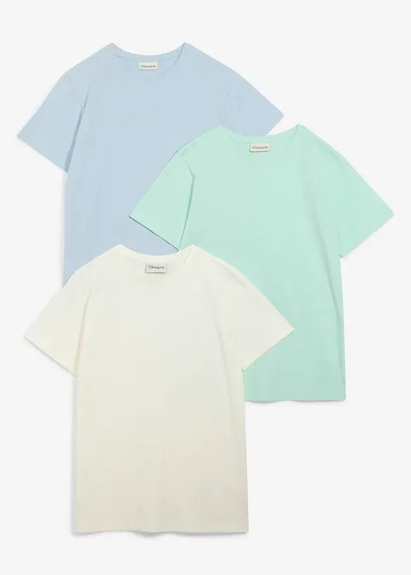 T-Shirt aus reiner Baumwolle (3er Pack), bonprix
