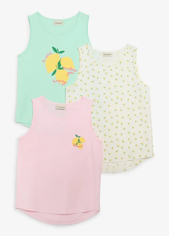 Lot de 3 tops 100% coton, bonprix