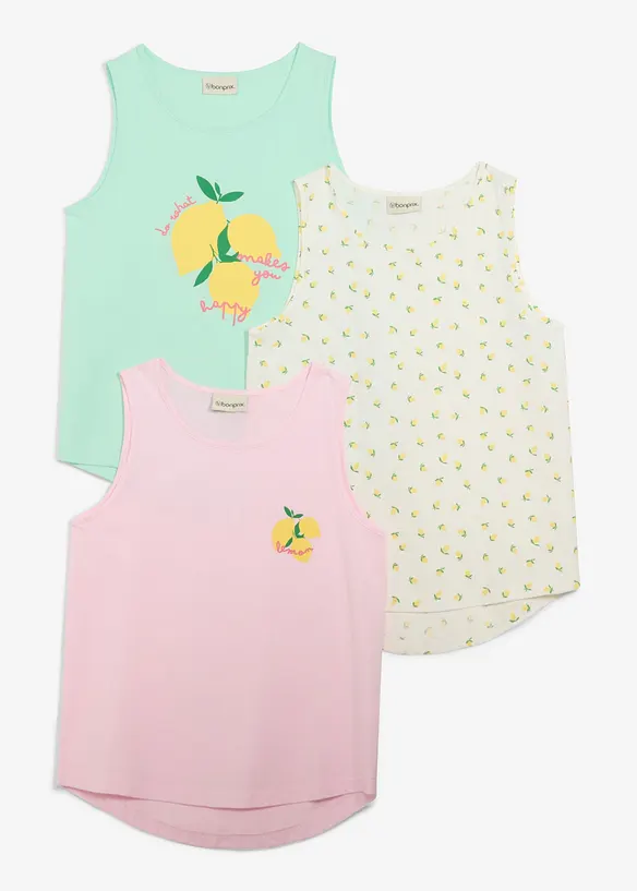 Lot de 3 tops 100% coton, bonprix