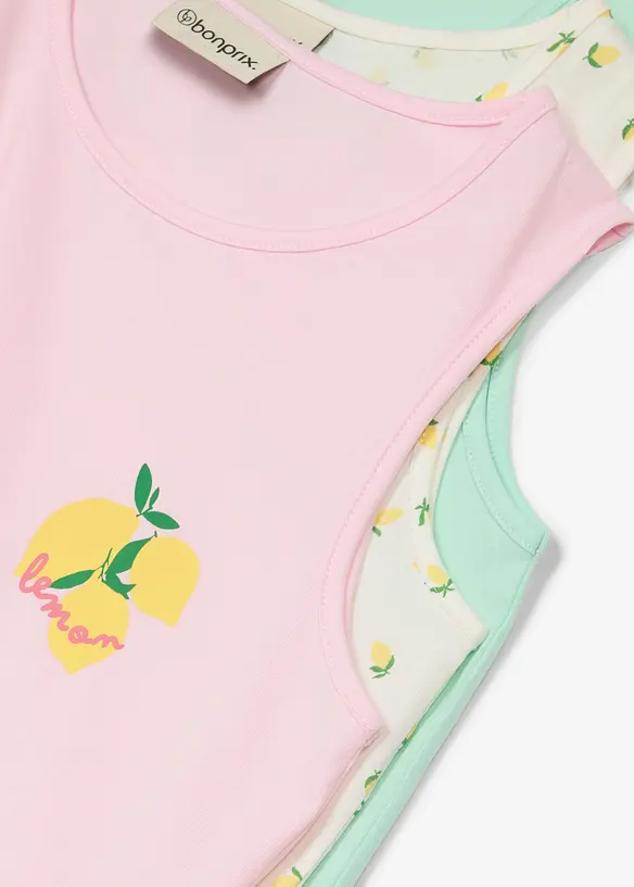 Lot de 3 tops 100% coton, bonprix