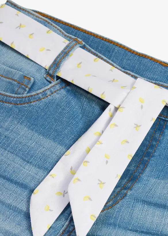 Stretch-Jeans-Shorts mit G&uuml;rtel, bonprix