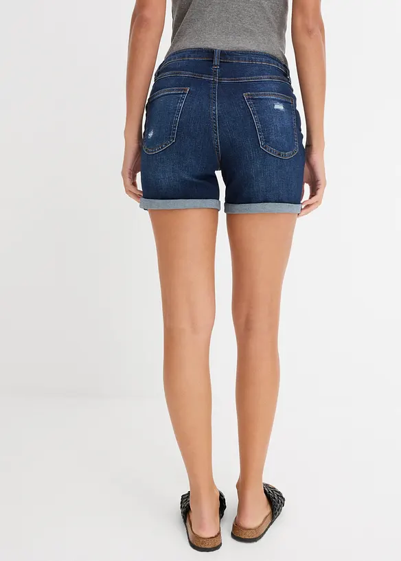 Short en jean taille mi-haute &agrave; effets d&eacute;chir&eacute;s, bonprix