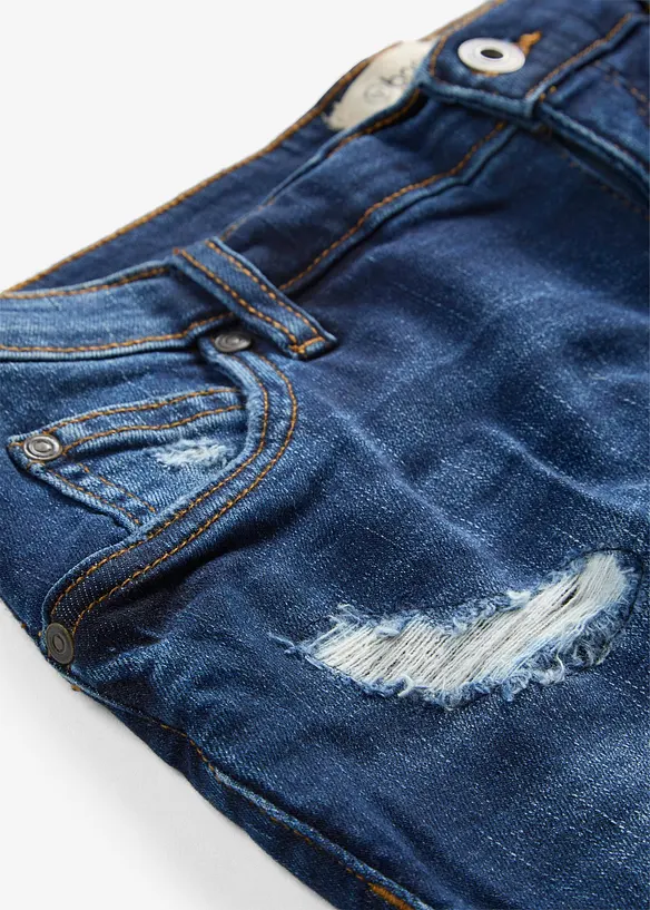 Short en jean taille mi-haute &agrave; effets d&eacute;chir&eacute;s, bonprix