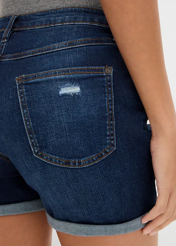 Short en jean taille mi-haute &agrave; effets d&eacute;chir&eacute;s, bonprix