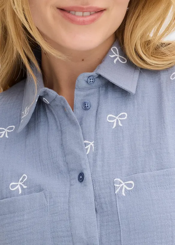 Musselin-Kurzarmbluse, bonprix