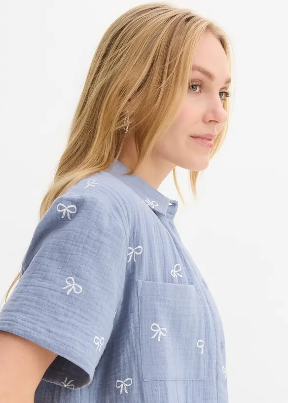 Musselin-Kurzarmbluse, bonprix