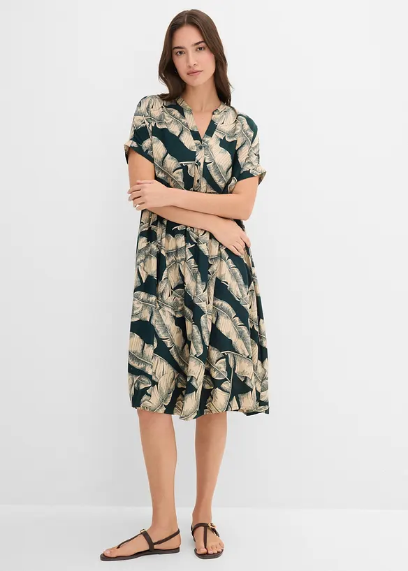 Midi Kaftan-Kleid aus flie&szlig;ender Viskose, bonprix