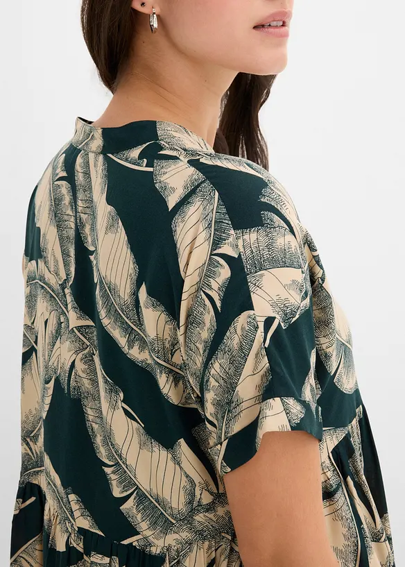 Midi Kaftan-Kleid aus flie&szlig;ender Viskose, bonprix