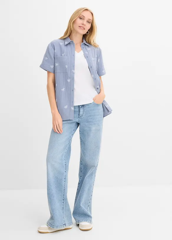 Musselin-Kurzarmbluse, bonprix