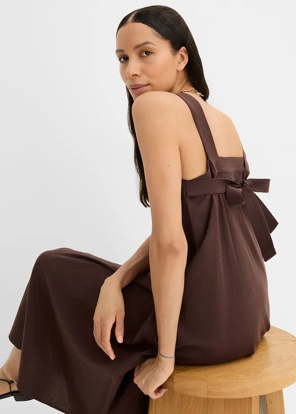Maxikleid aus Leinenmix mit Bindedetail hinten, bonprix
