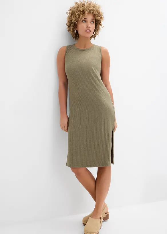 Rippkleid mit seitlichen Schlitzen aus Viskose-Mix, bonprix