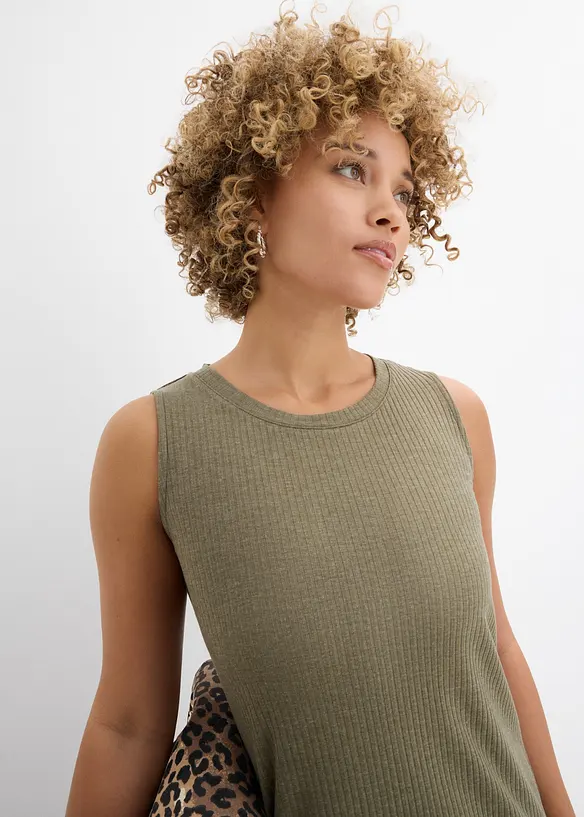Rippkleid mit seitlichen Schlitzen aus Viskose-Mix, bonprix