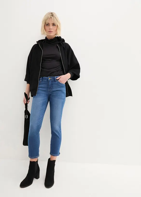 Jean 7/8 extensible, bas fendu, bonprix