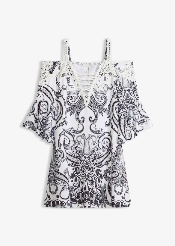 Robe &eacute;vas&eacute;e &agrave; encolure Bardot, bonprix