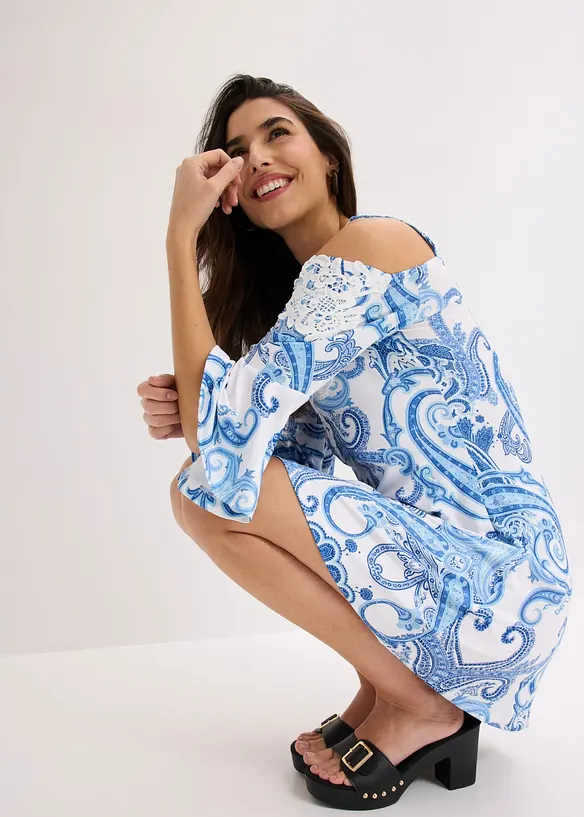 Robe &eacute;vas&eacute;e &agrave; encolure Bardot, bonprix