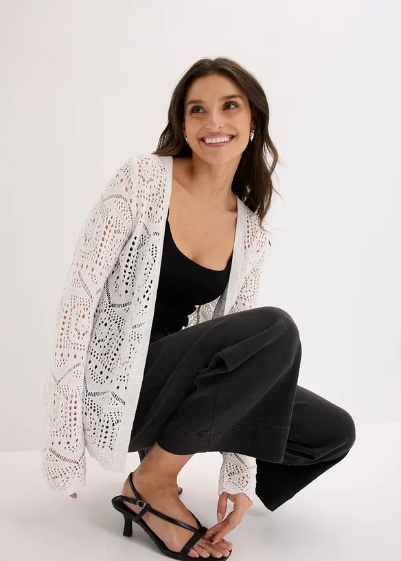Gilet en maille ajour&eacute;e, bonprix