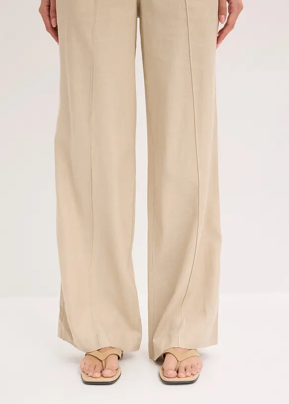 Pantalon palazzo l&eacute;ger en lin m&eacute;lang&eacute;, bonprix