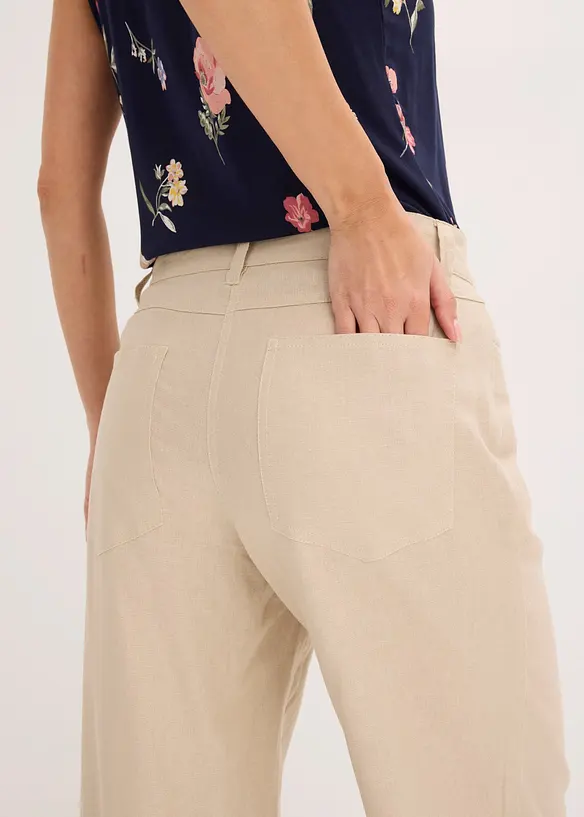 Pantalon palazzo l&eacute;ger en lin m&eacute;lang&eacute;, bonprix