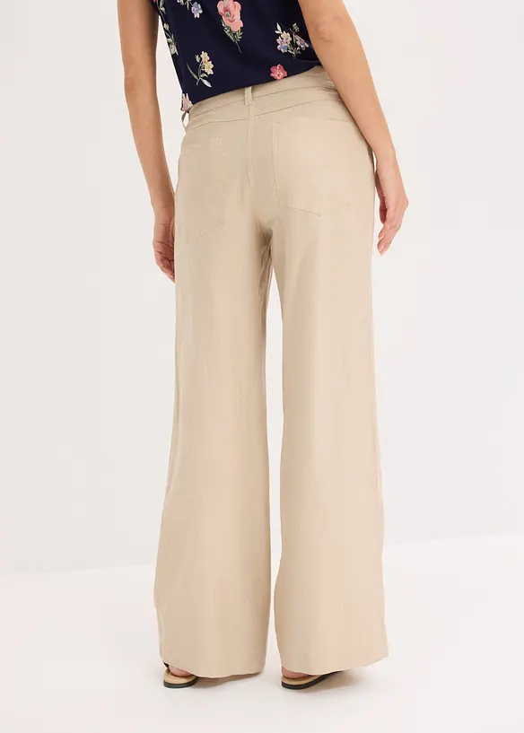 Pantalon palazzo l&eacute;ger en lin m&eacute;lang&eacute;, bonprix