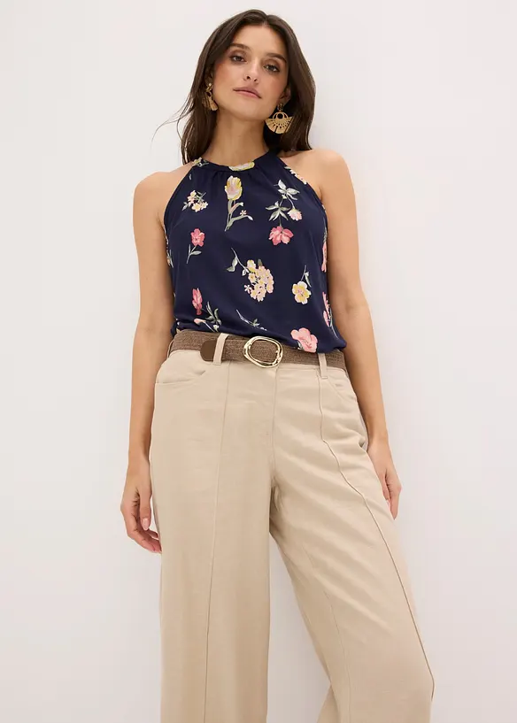 Pantalon palazzo l&eacute;ger en lin m&eacute;lang&eacute;, bonprix