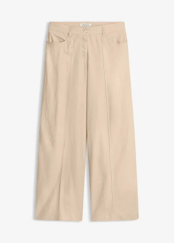 Pantalon palazzo l&eacute;ger en lin m&eacute;lang&eacute;, bonprix