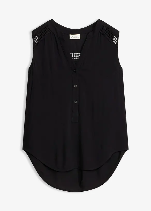 Blouse sans manches avec d&eacute;tail au crochet, bonprix