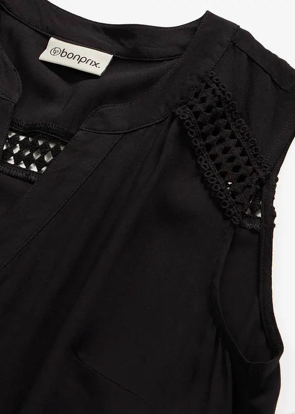 Blouse sans manches avec d&eacute;tail au crochet, bonprix