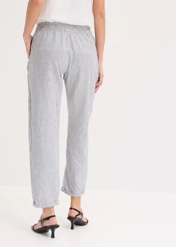 Leinenhose mit Elastik-B&uuml;ndchen, bonprix