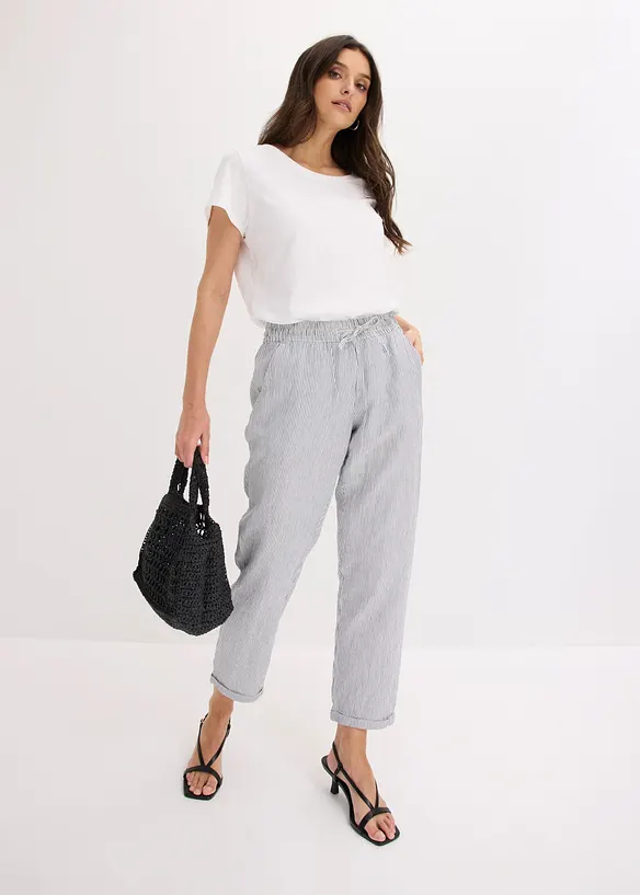 Leinenhose mit Elastik-B&uuml;ndchen, bonprix