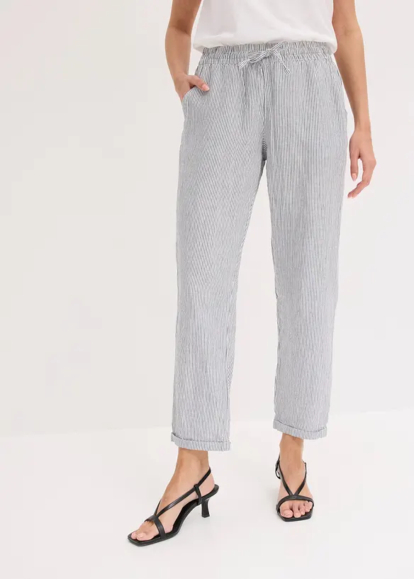 Leinenhose mit Elastik-B&uuml;ndchen, bonprix