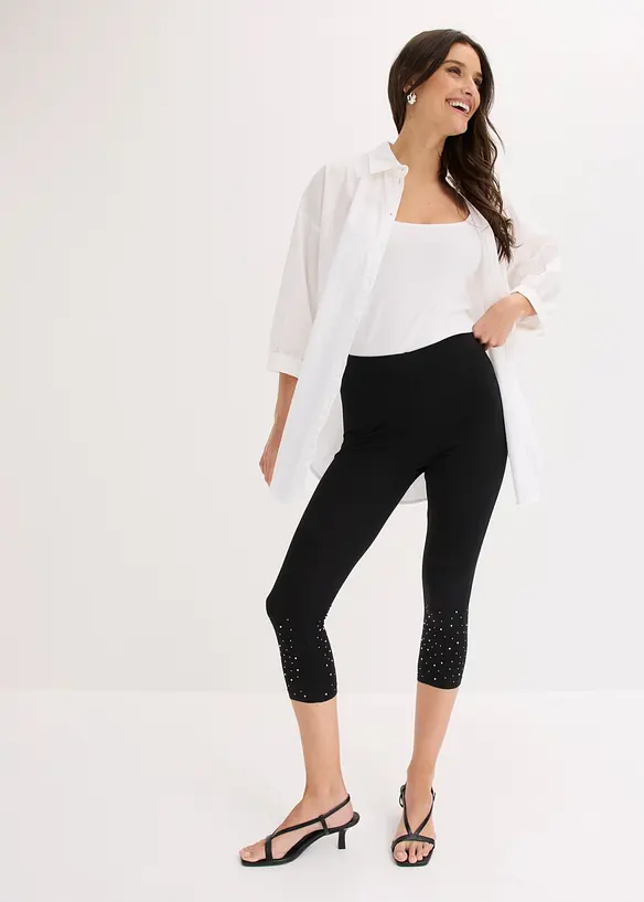 Legging 3/4 en coton extensible, bonprix