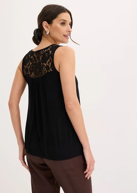 Top en viscose extensible et dentelle, bonprix