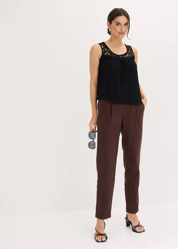 Top en viscose extensible et dentelle, bonprix